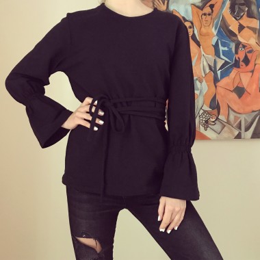 Black Sweatshirt with Waistband