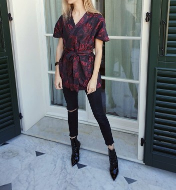 Burgundy Kimono Blouse