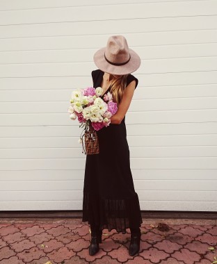 Black Penelope Midi Dress
